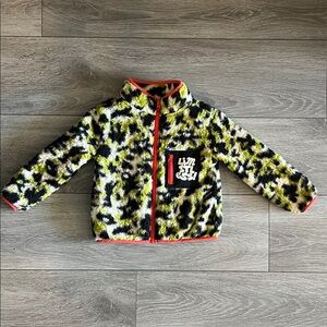 Leopard Print Fleece Jacket with Redish Accents